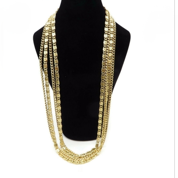 Sarah Coventry Jewelry - Sarah Coventry Necklace SIGNED Modern Gold Tone Multi Strand Chain